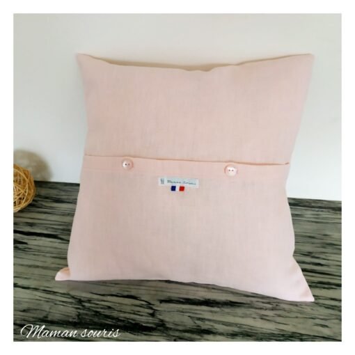 dos housse de coussin en lin lavé broderie personnalisée danseuse