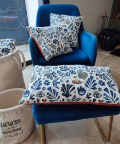 Coussin jacquard français Mage bleu