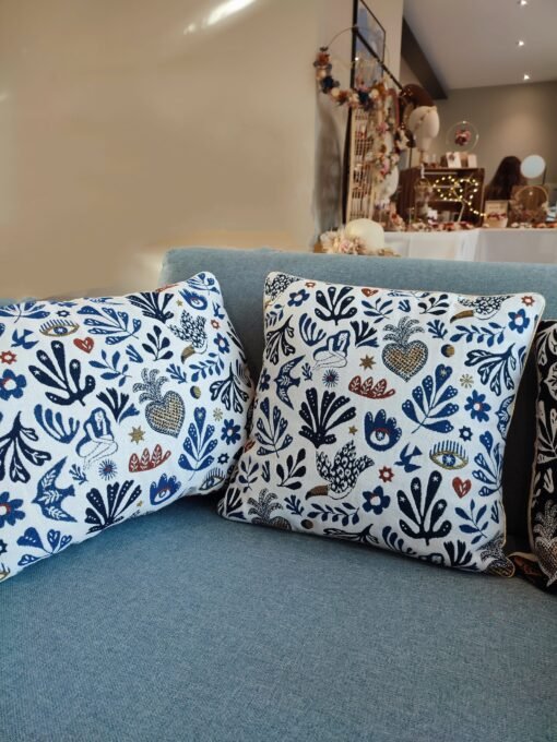 Coussin jacquard français Mage bleu – Image 2