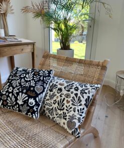 Alternative view of Coussin jacquard français Mage noir fond écru